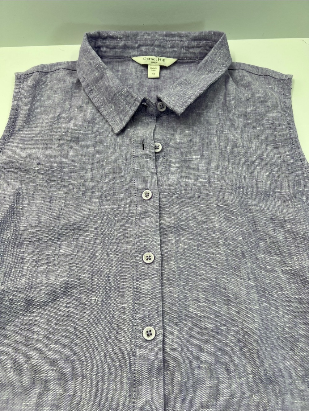Garnet Hill Sleeveless Lavender Linen Shirt Dress - Picture 7 of 16